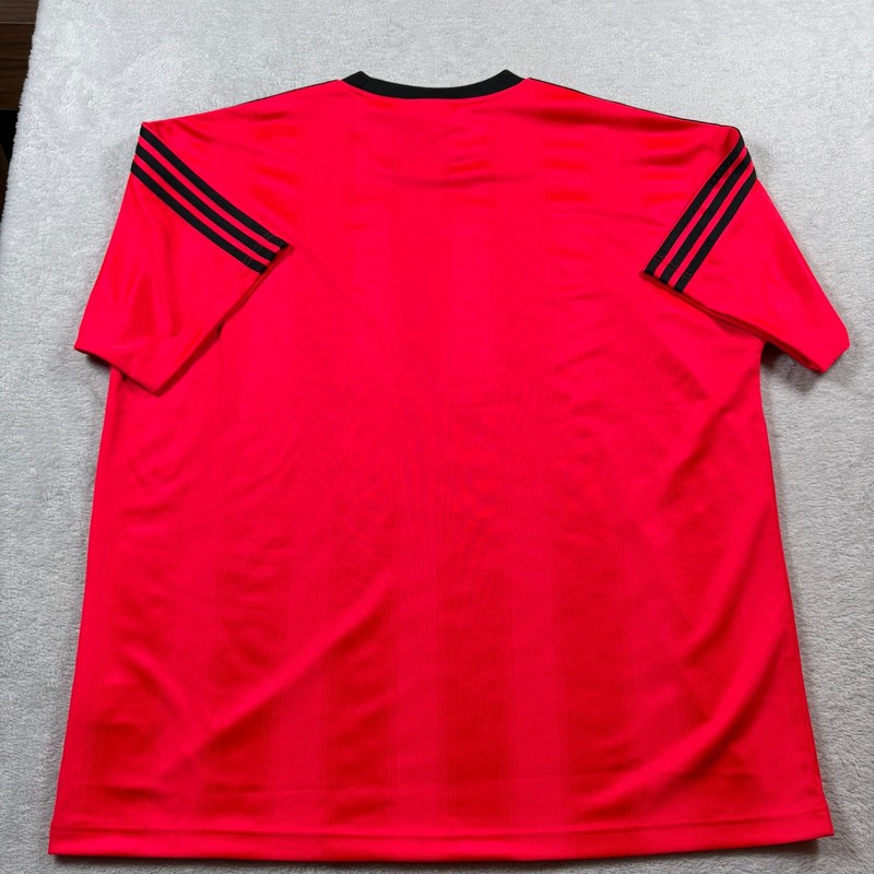 Adidas Adicolor Jacquard Jersey Mens XL Lucid Red Loose Fit Athleisure T Shirt gallery