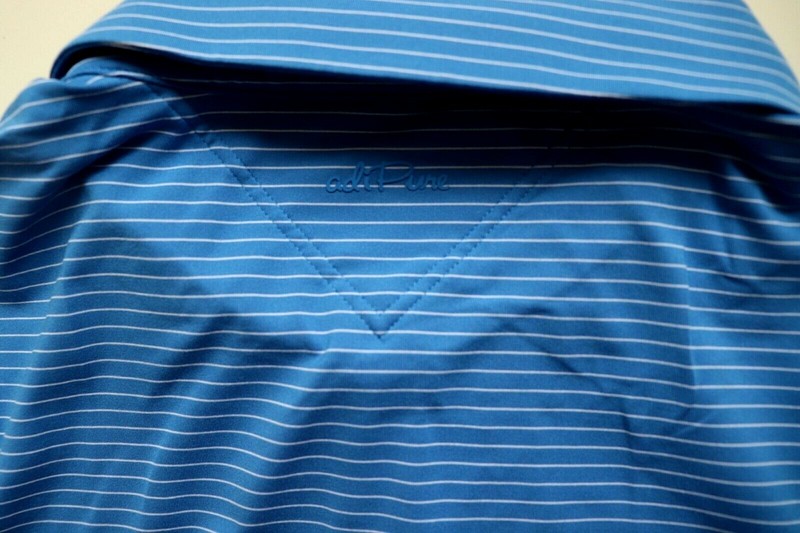 ADIDAS ADIPURE TECH STRIPED GOLF SHORT SLEEVE POLO SHIRT TOP - BLUE DT4332 MEN M gallery