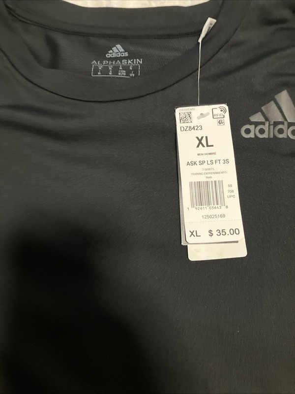 New Adidas Black S Mens Small Long Sleeve Own The Run Color Block T-Shirt DZ8423 gallery