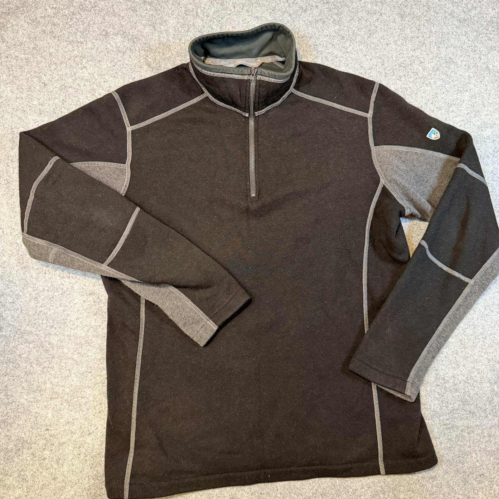 Kuhl Pullover Mens Large Black 1/4 Zip Fleece Hiking Thermal Long Sleeve Top gallery