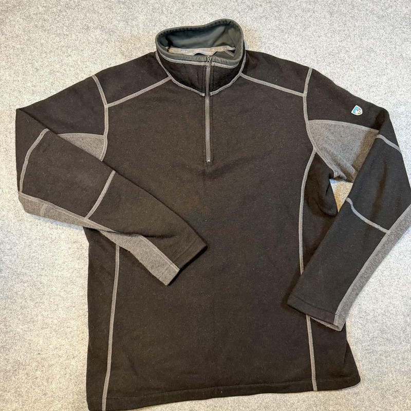 Kuhl Pullover Mens Large Black 1/4 Zip Fleece Hiking Thermal Long Sleeve Top gallery