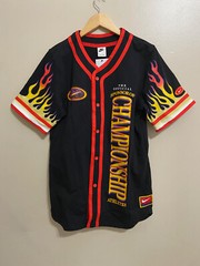 Nike Americana Top Flames Baseball Jersey Button Up Shirt DV9642-010 Mens S NEW