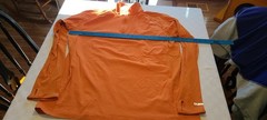 Mens LL Bean Vintage L/S Zip stretch supplex nylon running shirt xxl orange