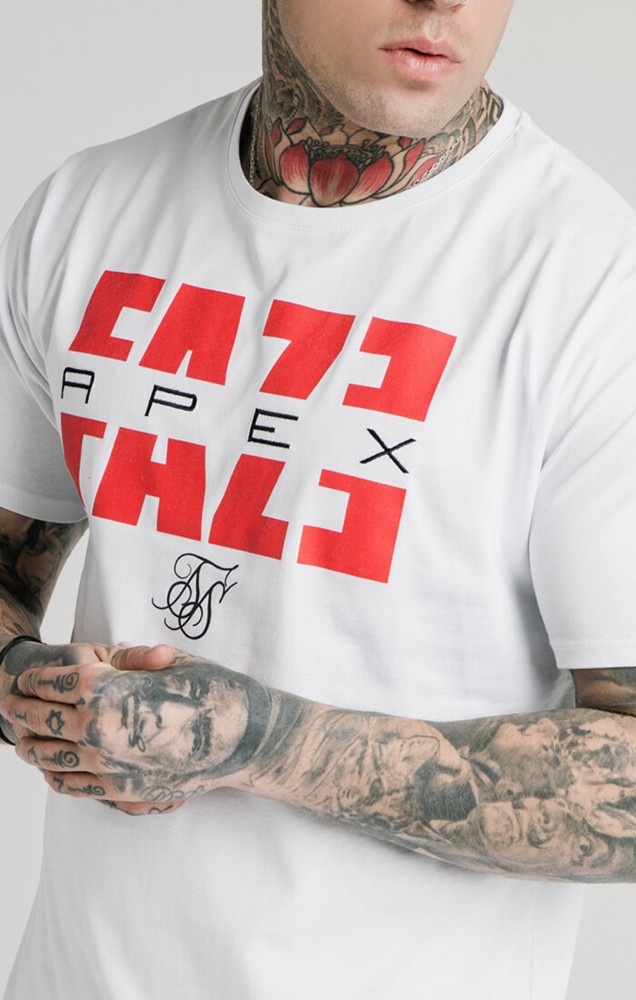 SikSilk Men's X Faze Apex Standard Square Hem Tee T-Shirt White XXS