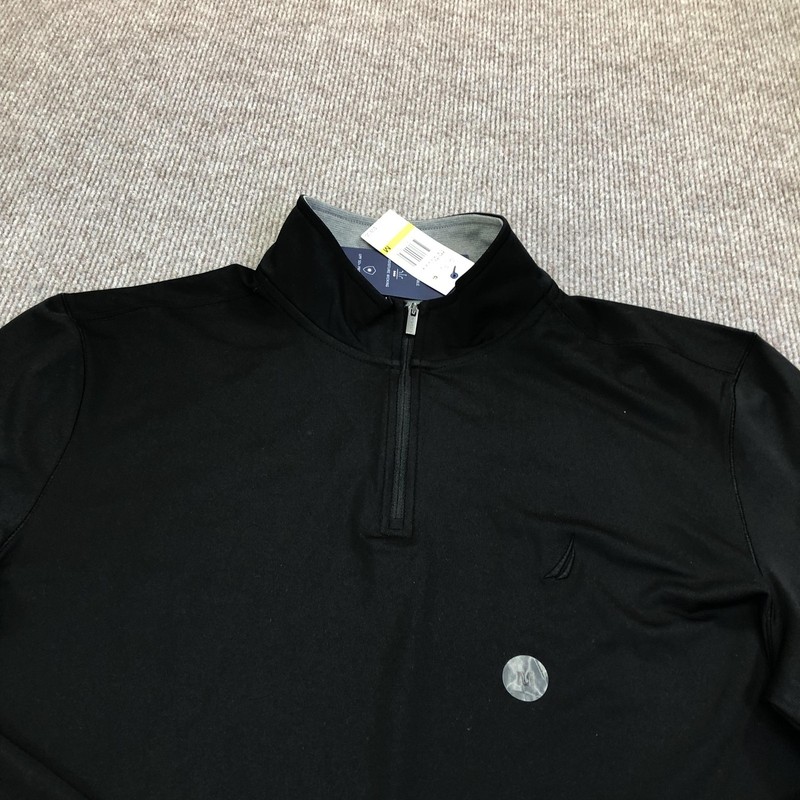 Nautica Pullover Mens Medium Black NAVTECH Long Sleeve 1/4 Zip Performance Top gallery