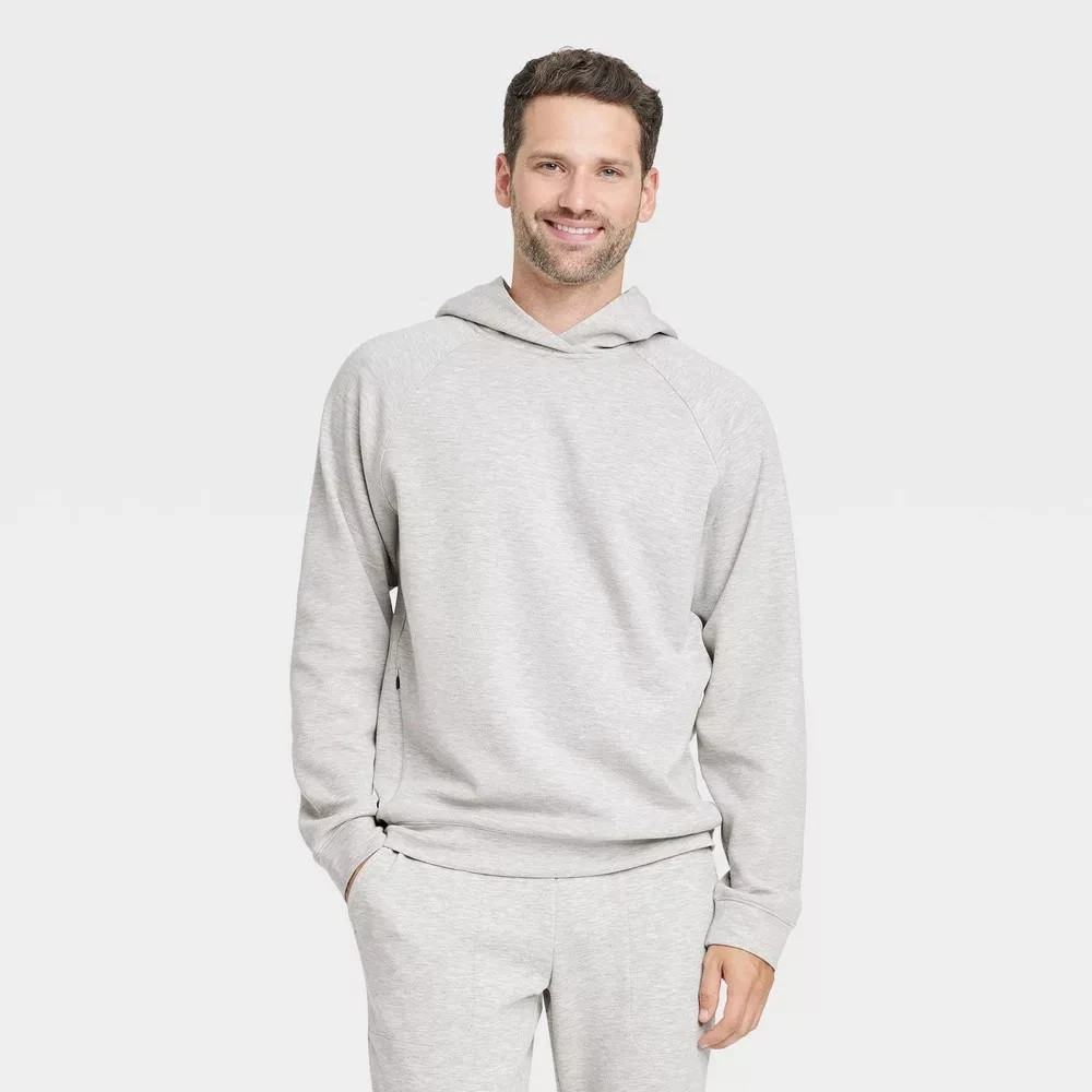 Mesh Spacer Fleece Hoodie All In Motion Heathered Gray Large Secure Pocket gallery