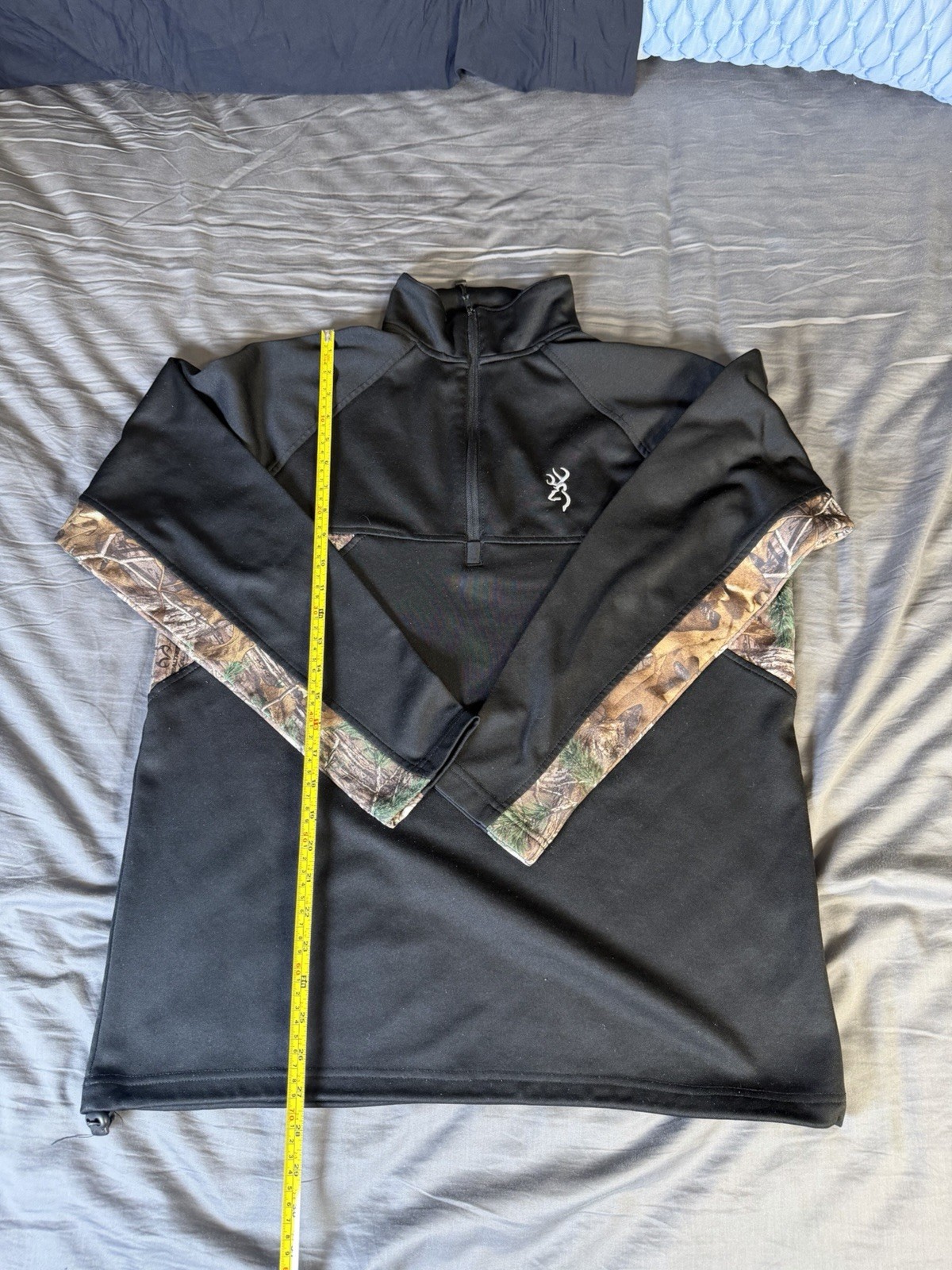 Browning Men’s M Black 1/4 Zip Mock Neck Pullover Camo Polyester Activewear gallery