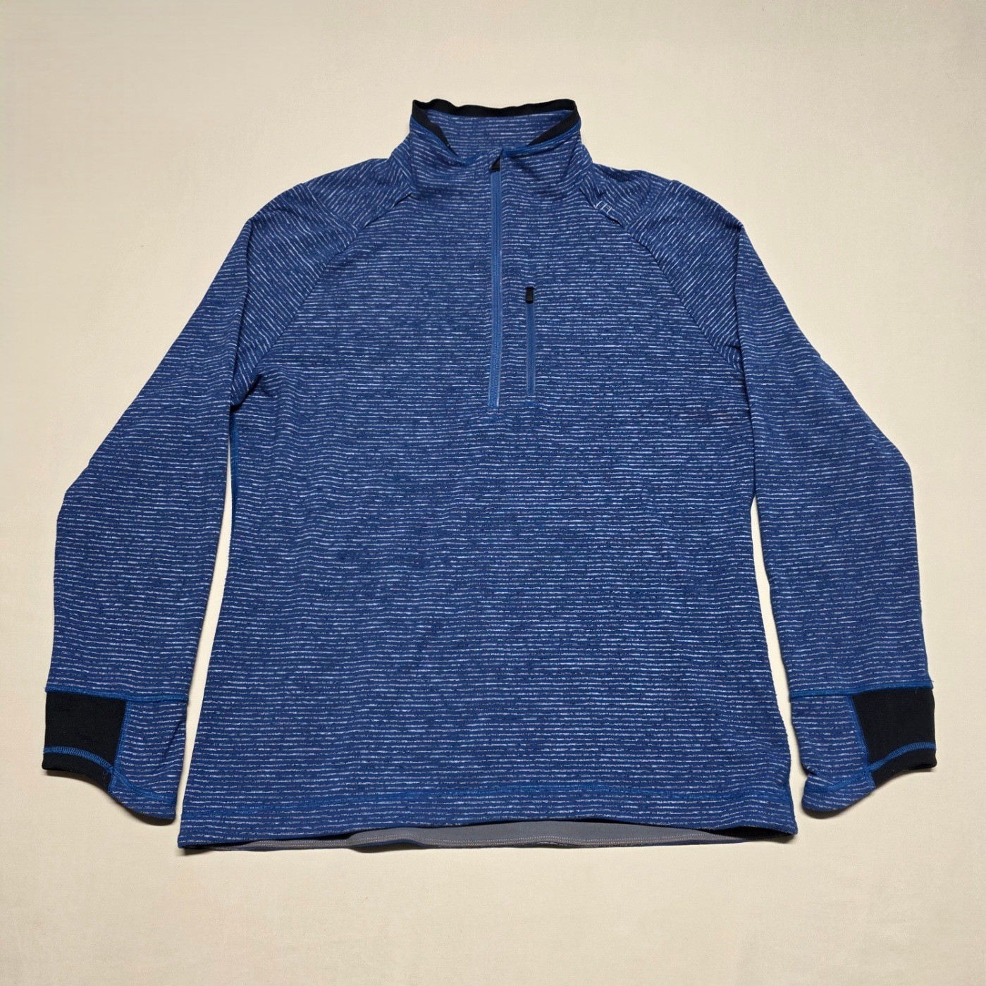 Lululemon Mens XL Blue Striped 1/4 Zip Pullover Long Sleeve Athletic Sweatshirt gallery