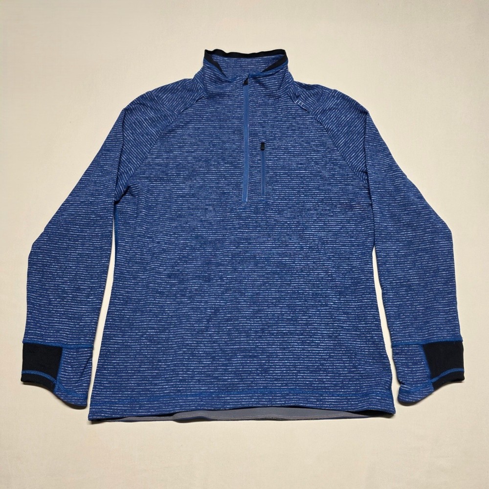Lululemon Mens XL Blue Striped 1/4 Zip Pullover Long Sleeve Athletic Sweatshirt