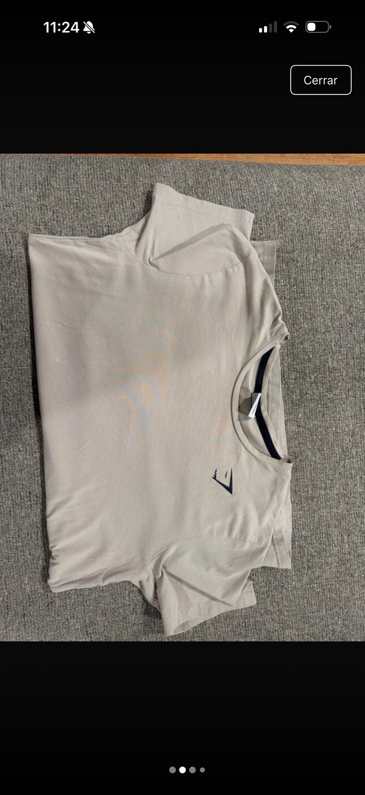 Gymshark Men's L Beige Crew Neck Stretch Polyester Logo T-Shirt Gym Training gallery