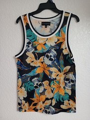 Skull Tank Top Mens Mesh Size Small 34-36