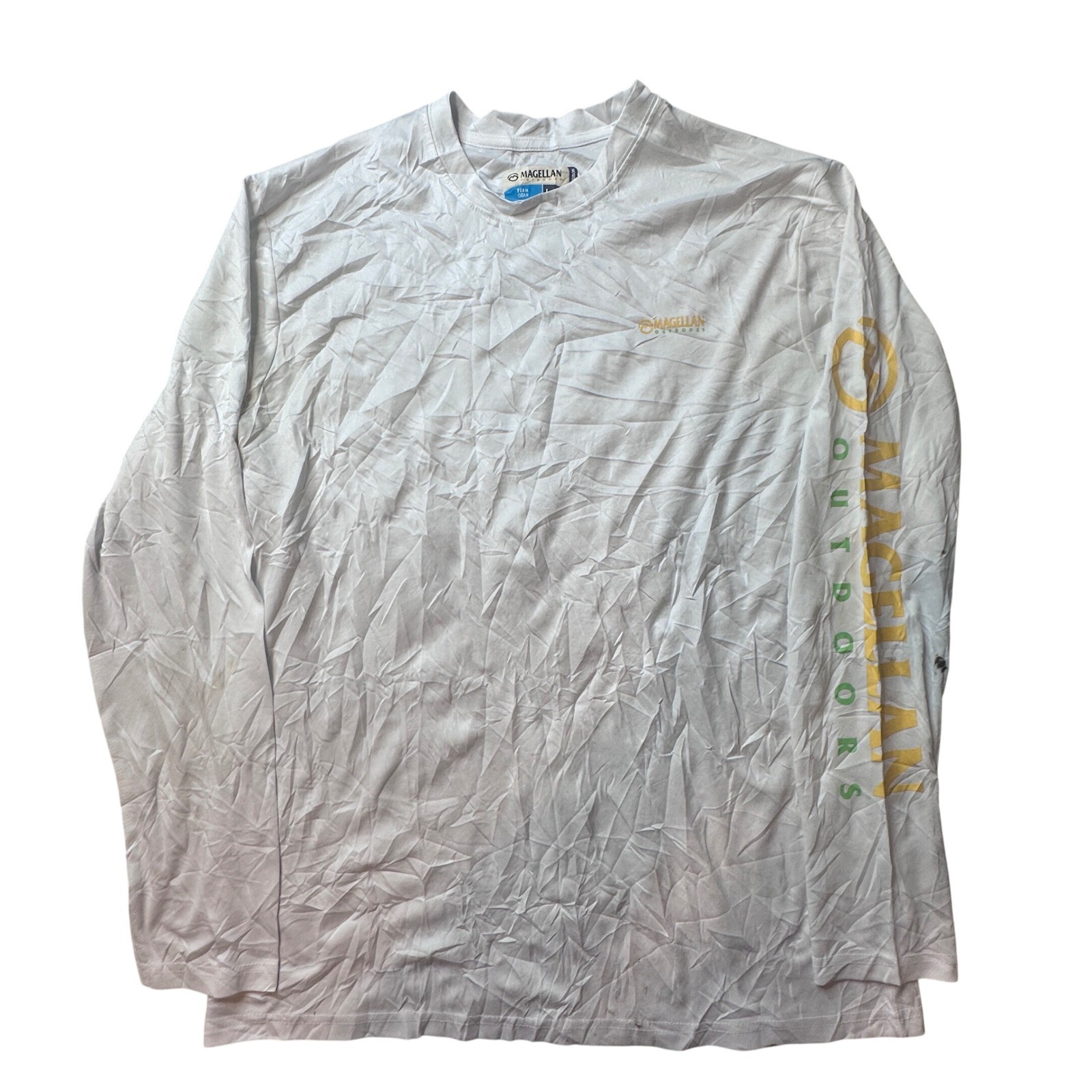 Magellan Fishing Shirt Mens L White Fish Gear Casting Crew Long Sleeve Logo Spot gallery