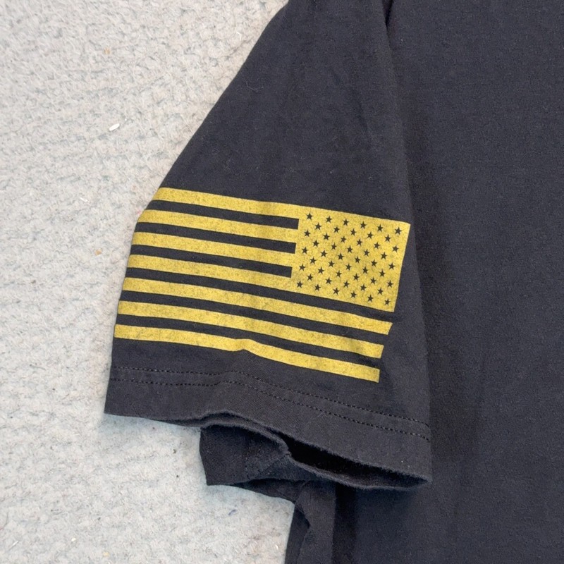 Grunt Style Shirt Mens Large Black American Flag Skull Tee Stretch Crewneck gallery
