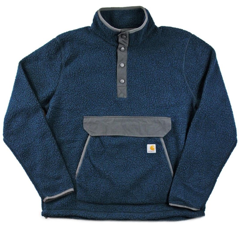 Carhartt Tall Mens Jacket LT Fleece Pullover Relaxed Fit Sherpa Activewear Blue gallery
