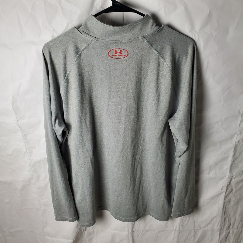 Under Armour Pullover Mens L Gray Red UA Tech 1/4 Zip Active Training Athletic gallery