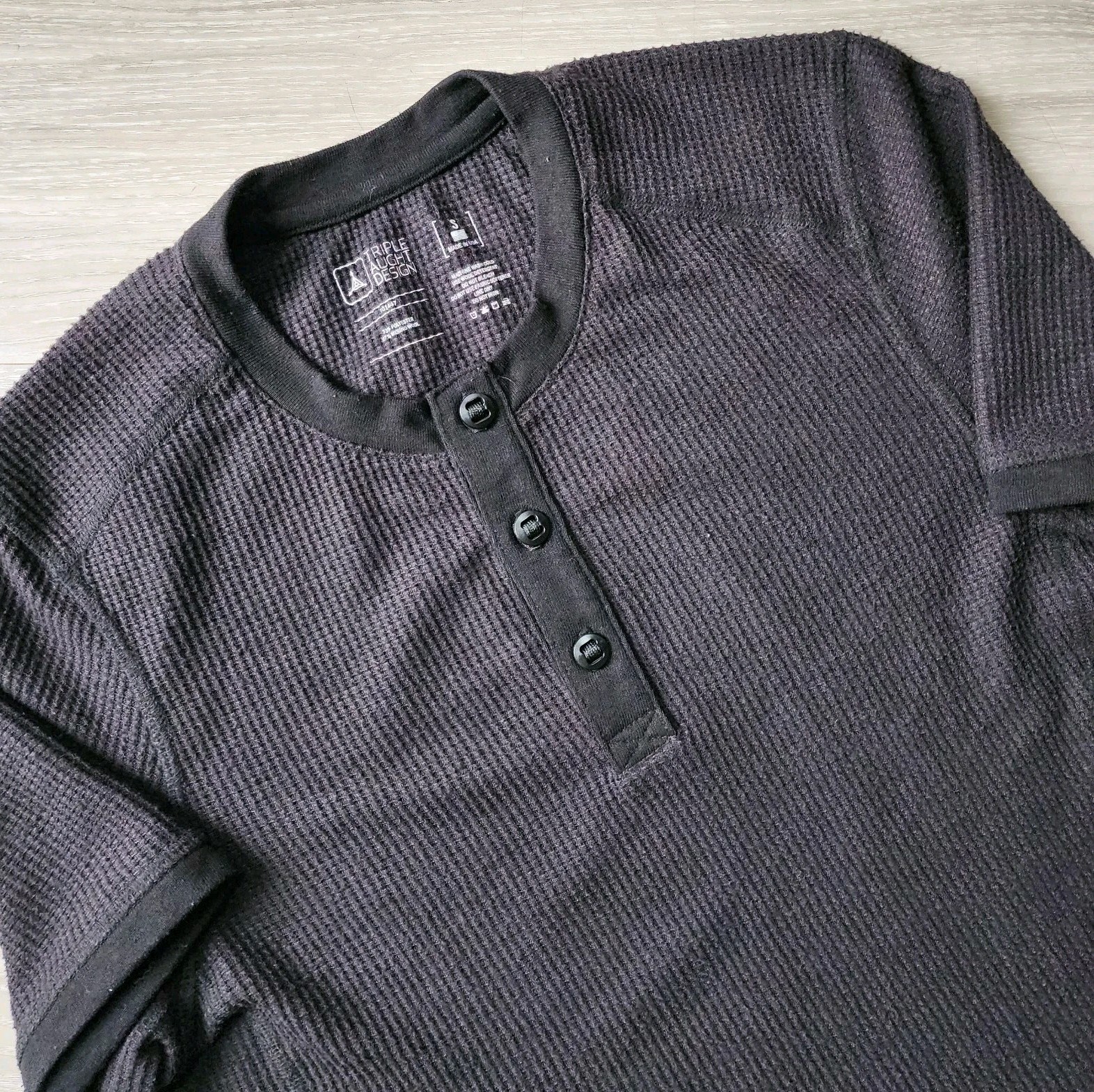 Triple Aught Design Shirt Mens Small Henley Merino Wool Blend Black USA Made gallery