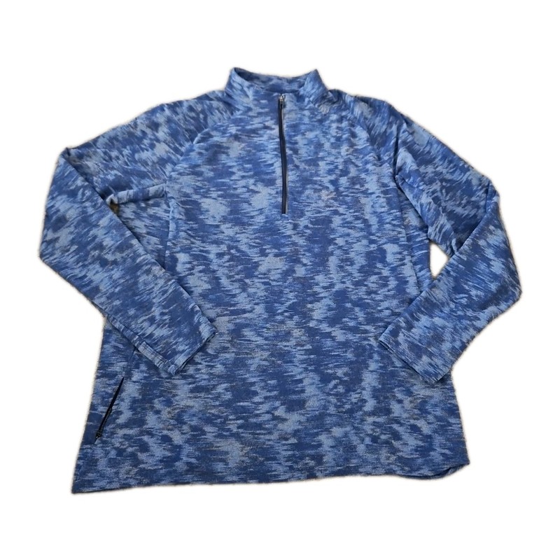 Lululemon Mens Blue Surge Warm 1/2 ZipData Rush Mini Jacquard Chambray Sweater gallery