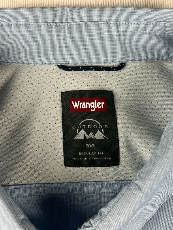 WRANGLER Outdoor S/S Vented Snap Front Performance Shirt w/Pockets - 3XL, Blue gallery