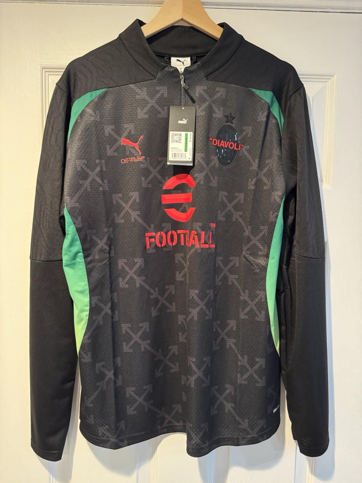 Mens Puma ACM X OFF-WHITE PREMATCH 1/4-ZIP Long Sleeve Top 783006-04 Size Large gallery
