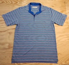Donald Ross Timarron Logo Striped Golf Polo Shirt Mens Medium Lightweight