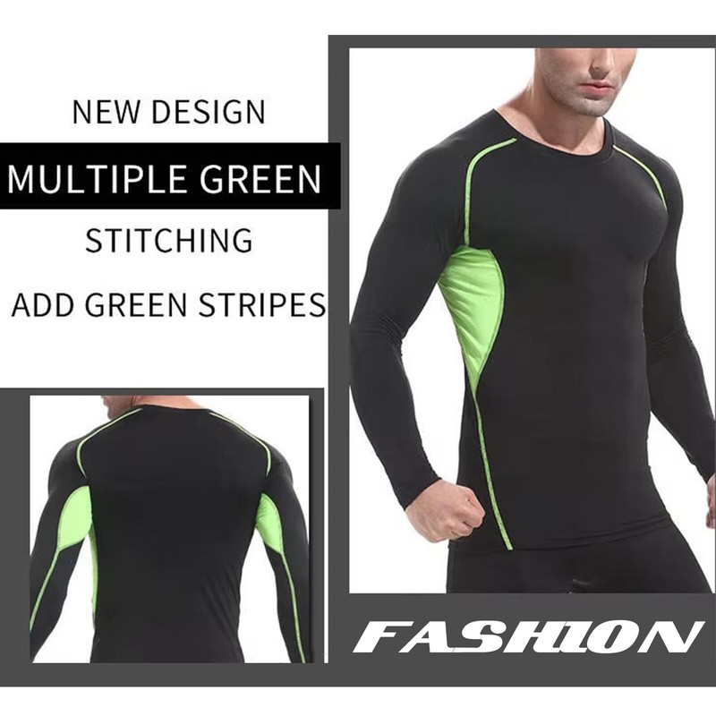 1-2Pack Men's Sports Compression Top Long Sleeve Quick Dry Running Shirt gallery