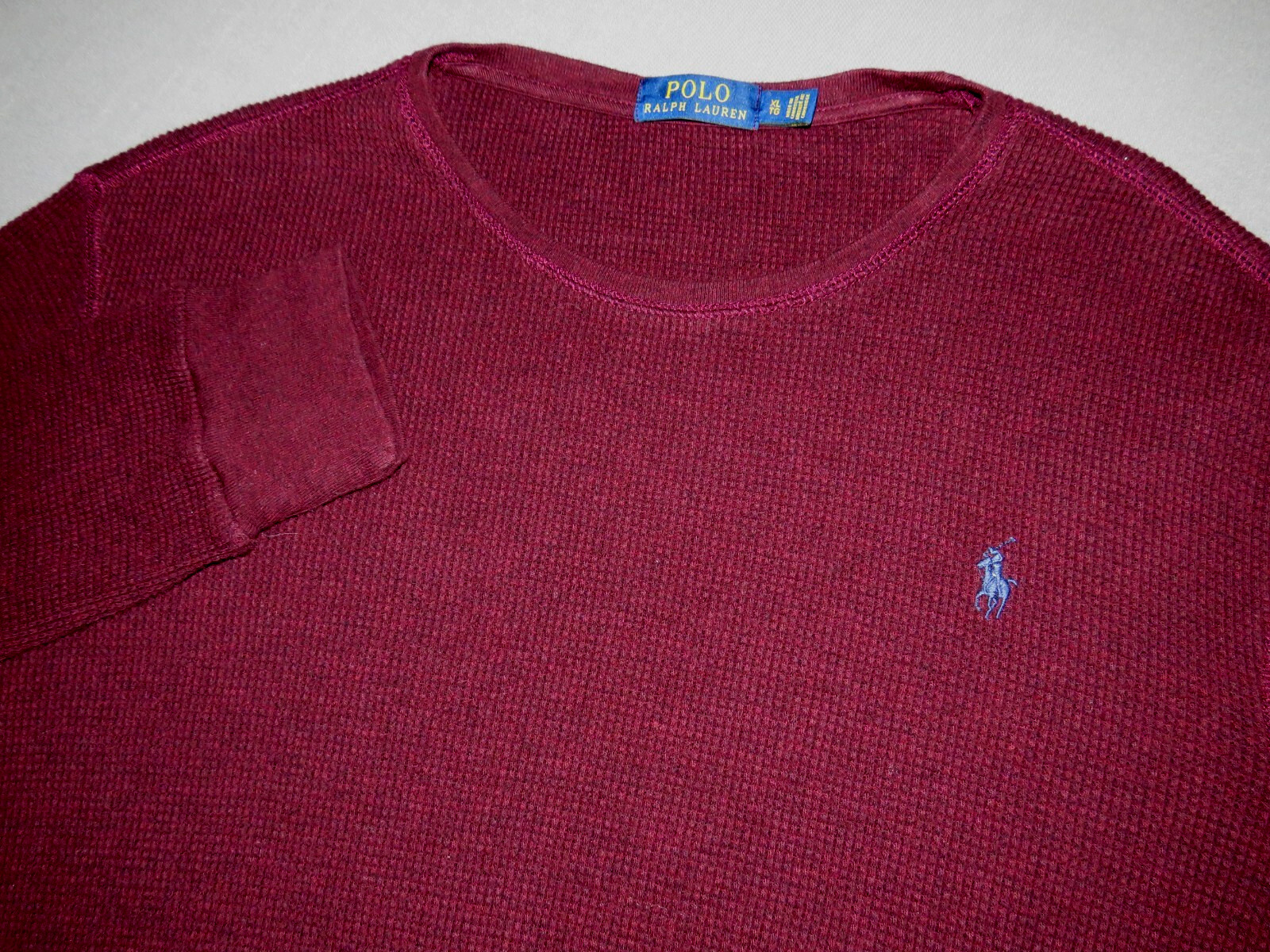 Men's Polo Ralph Lauren Long Sleeved Knit Burgundy Thermal Shirt XL gallery