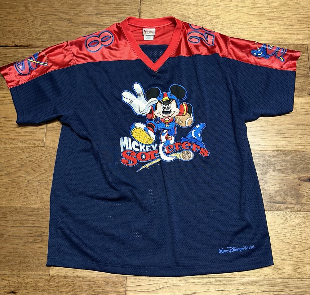 Vintage Y2K Walt Disney World Mickey Sorcerers Football Jersey XL