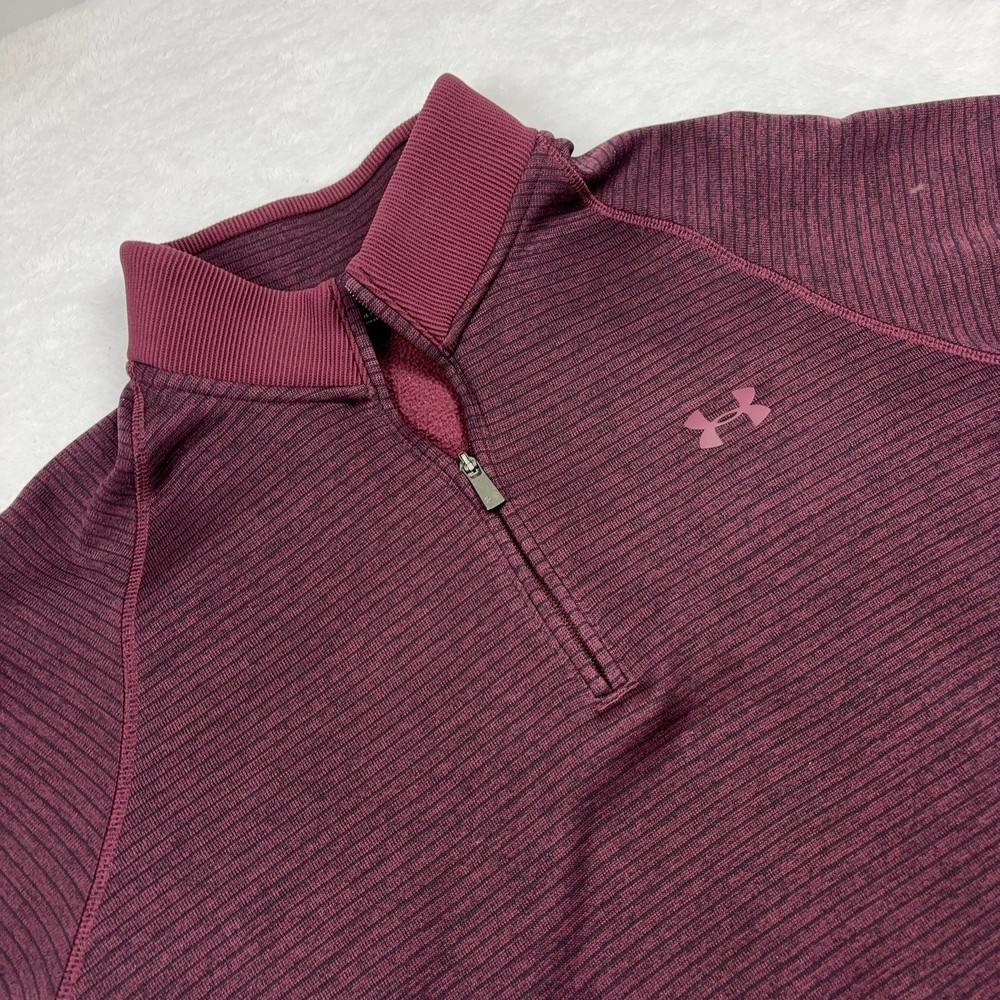 Under Armour 1/4 Zip Long Sleeve Pullover Men L Dark Red ColdGear Stretch