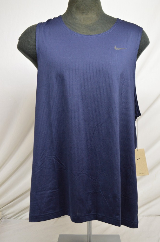 NEW NIKE Dri-FIT Ready Fitness Tank Top sz XL X-Large Navy Blue Black