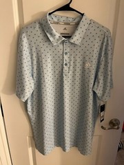 Adidas Ultimate Adi Print UPF-50 Sky Tint Golf Polo Shirt Men Size Large NWT $60