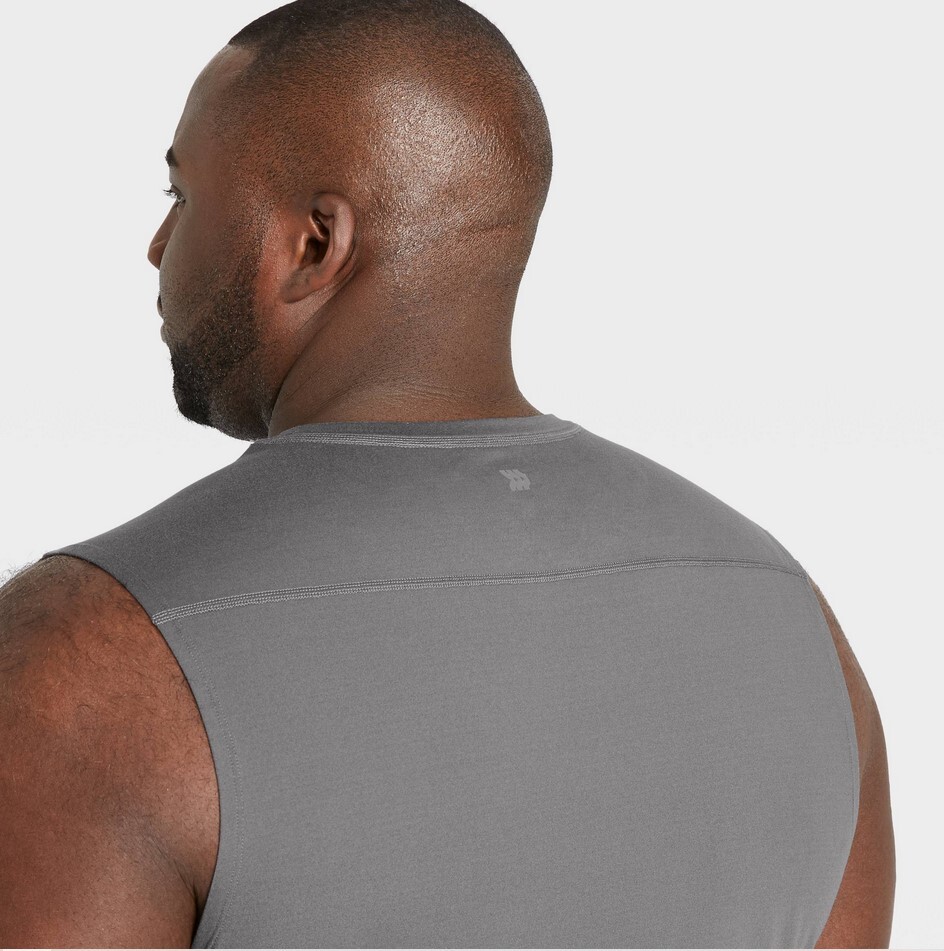 All Motion Mens Sleeveless Performance Gym T-shirt S Tank Dark Gray Dri NWT gallery