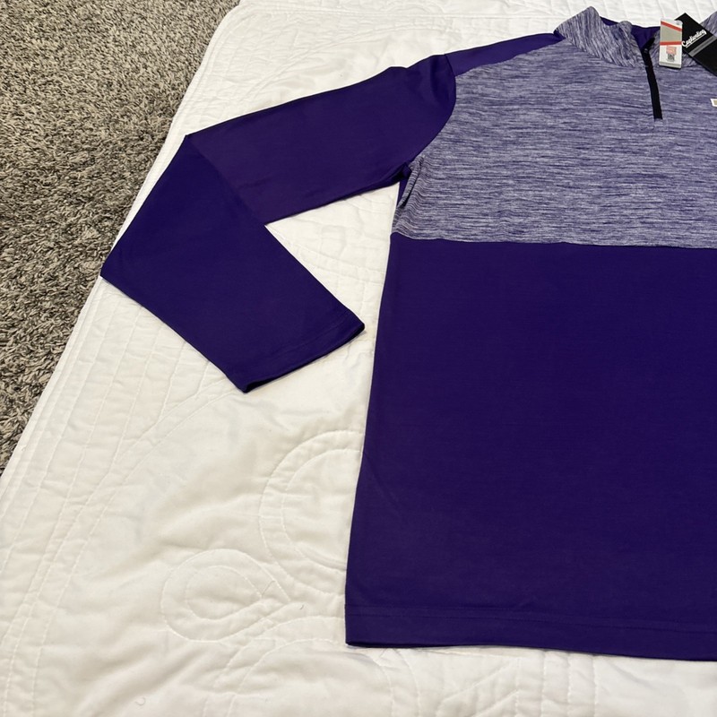 2 Washington Huskies Large Long Sleeve 1/4 Zip Pullovers Purple Gray Game Mode gallery