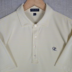 PETER MILLAR Size Large Crown Crafted Polo Shirt Performance Yellow White Golf