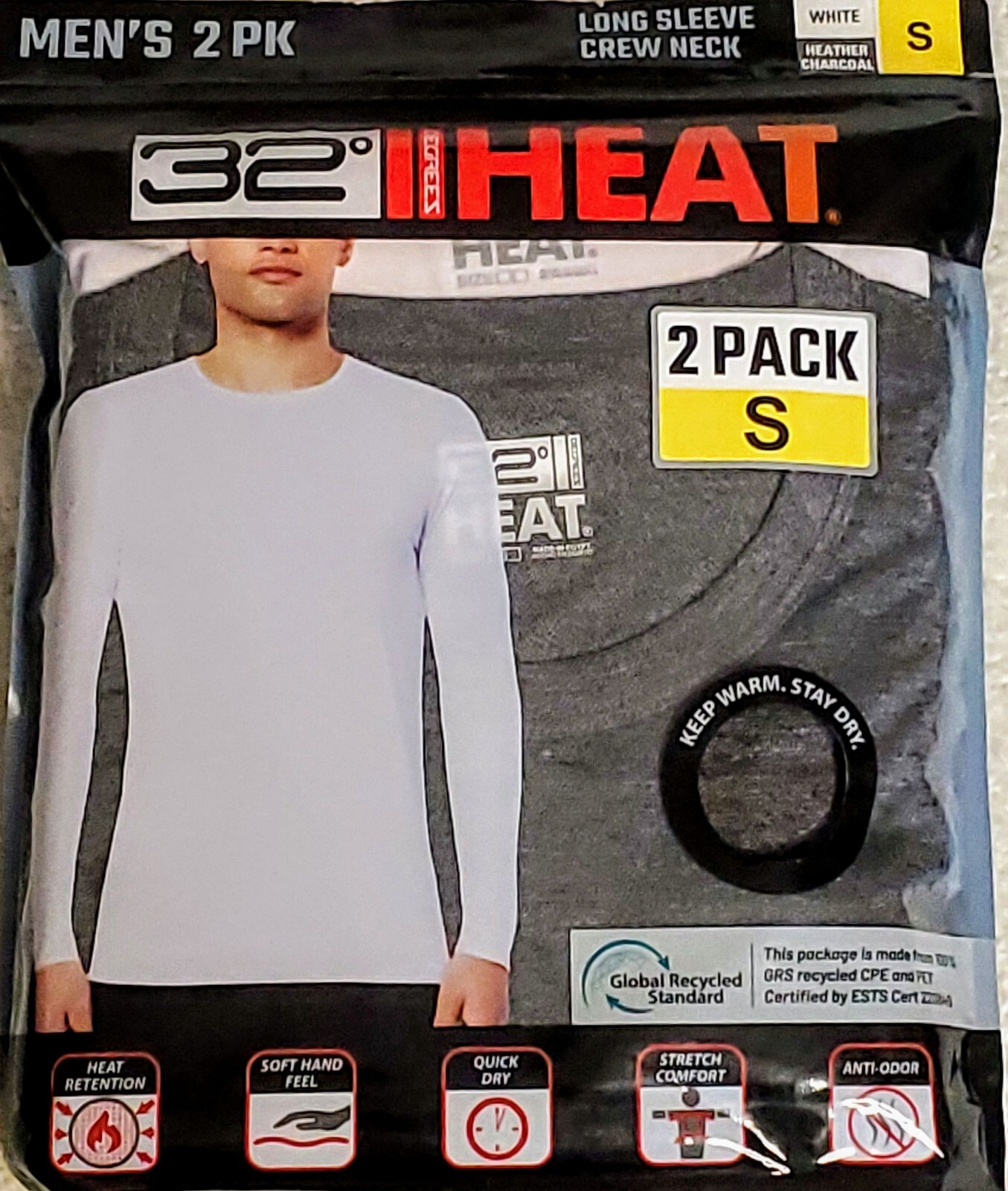 2 PACK 32 Degrees Heat Retention ☆Men's Base Layer ☆ Long Sleeve Shirt ☆ S 34-36 gallery