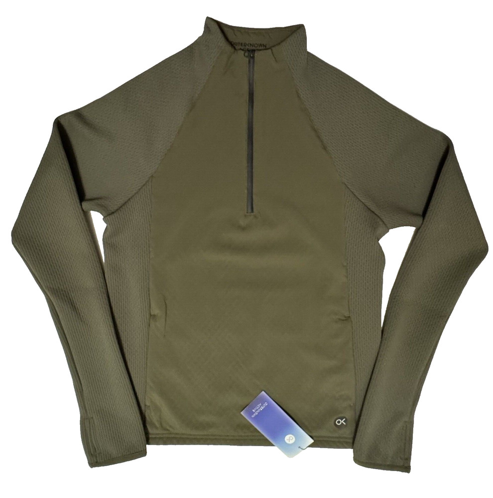 Outerknown Active Mens X-Small Warm Up 1/4 Zip Pullover Jacket Olive Green XS