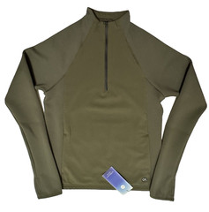 Outerknown Active Mens X-Small Warm Up 1/4 Zip Pullover Jacket Olive Green XS
