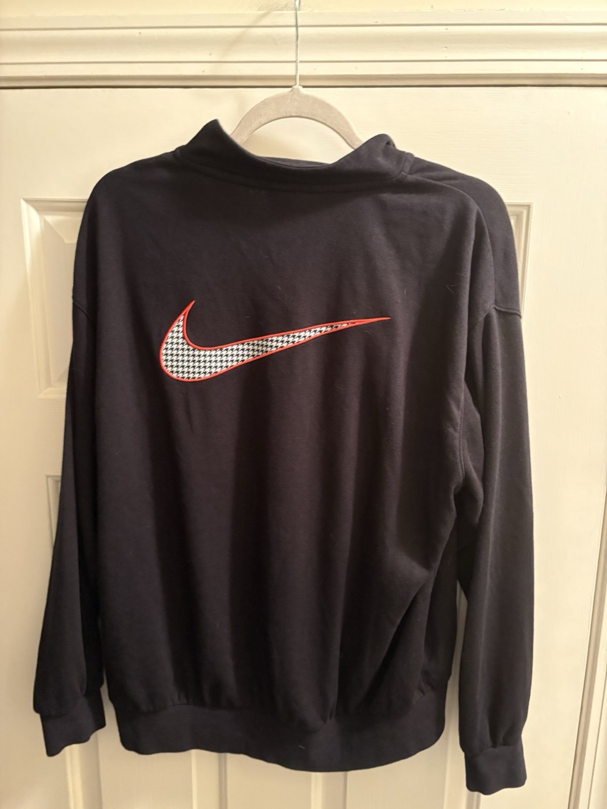 Nike Y2K XS Xsmall Pullover Quarter Zip Black Houndstooth Swish Logo White Tag gallery