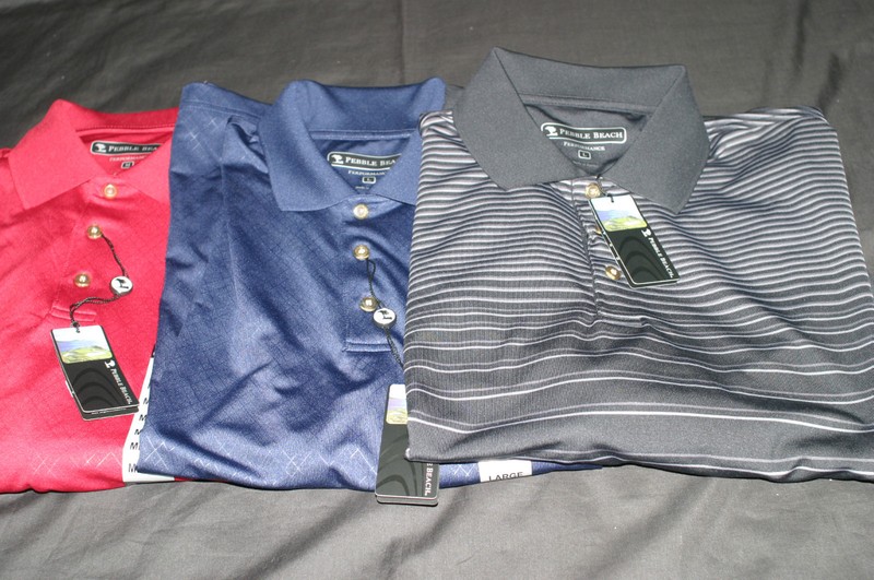 Pebble Beach Performance Dry Fit Polyester Stretch 3 button Golf Polo S/S Shirt gallery