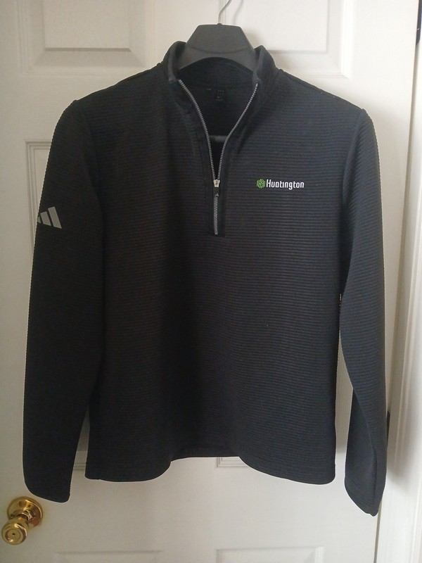 ✨️Black Adidas Ribbed 1/4-zip Performance Pullover Men's Medium Huntington Logo gallery