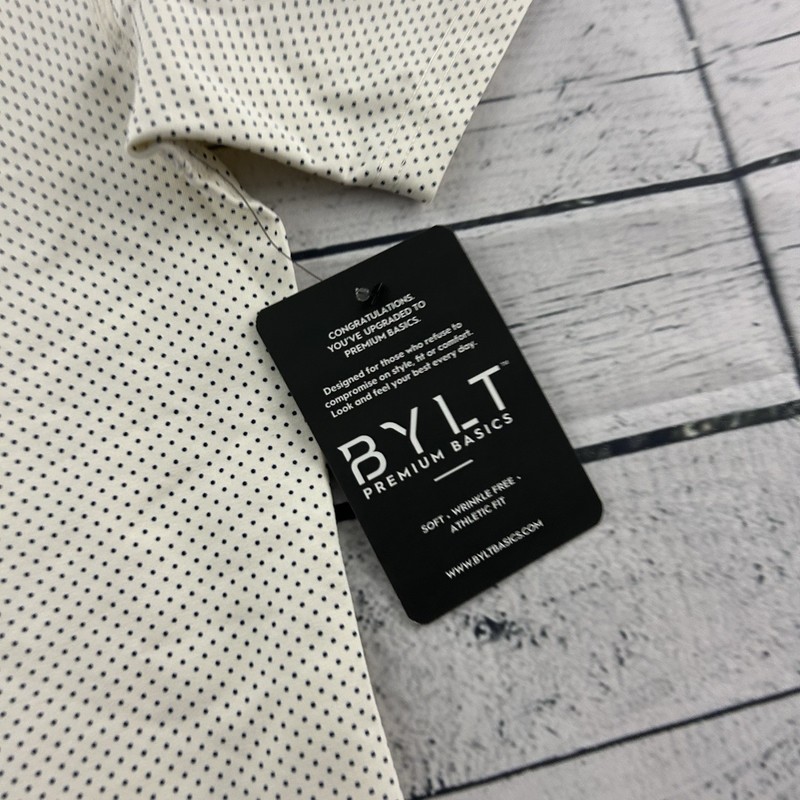 NEW BYLT Drop Cut Lux Short Sleeve Athletic Fit Polka Dot Shirt Men's Large gallery