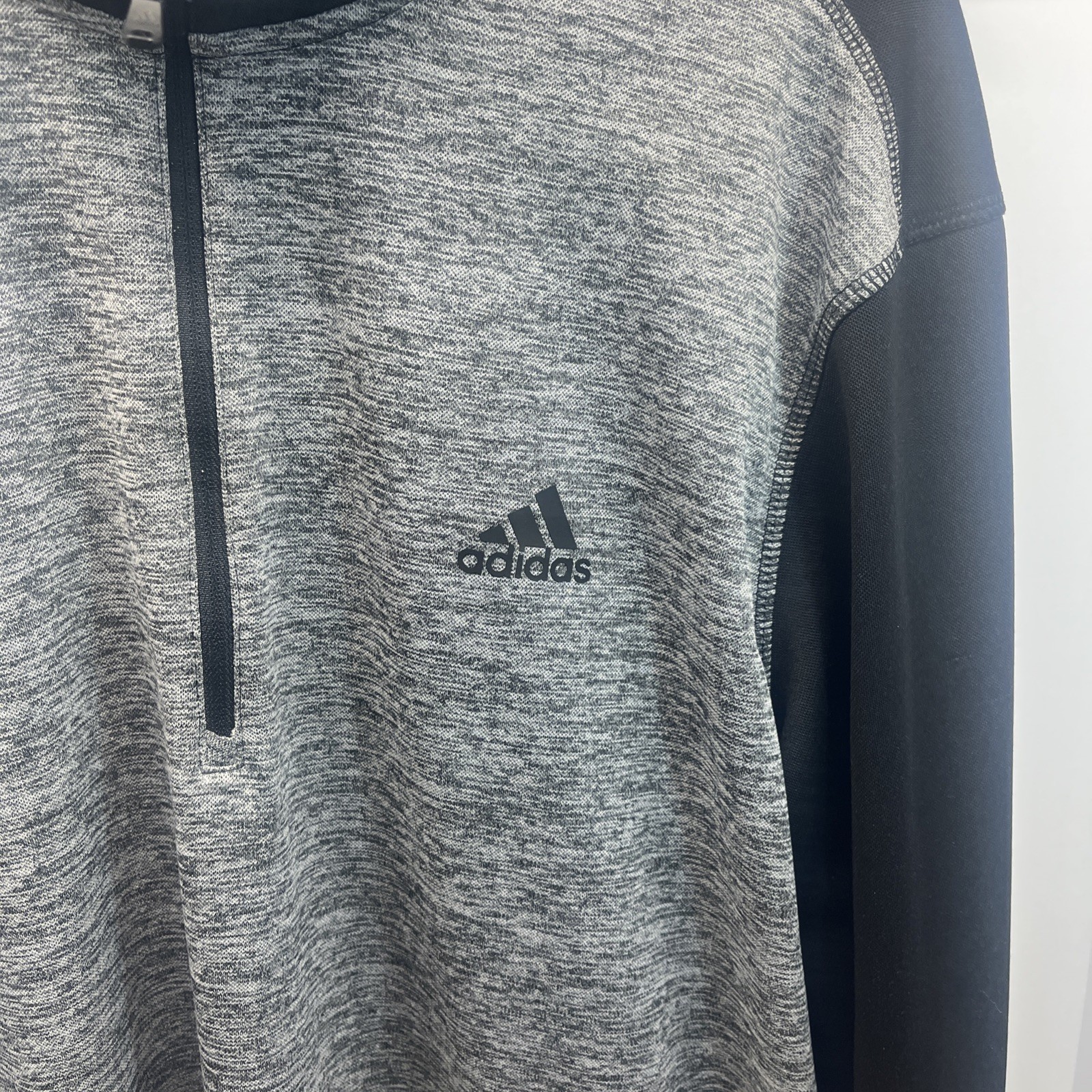 Adidas men's Core 1/4 zip golf pullover in gray and black Size Large gallery
