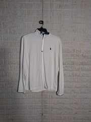Polo Ralph Lauren Golf Performance White And Blue 1/4 Zip Mens Large Pullover