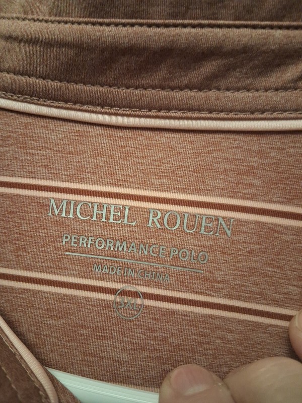 NWT Michel Rouen Men's Performance Polo Golf Shirt. Brown Stripe, Size 3XL. gallery