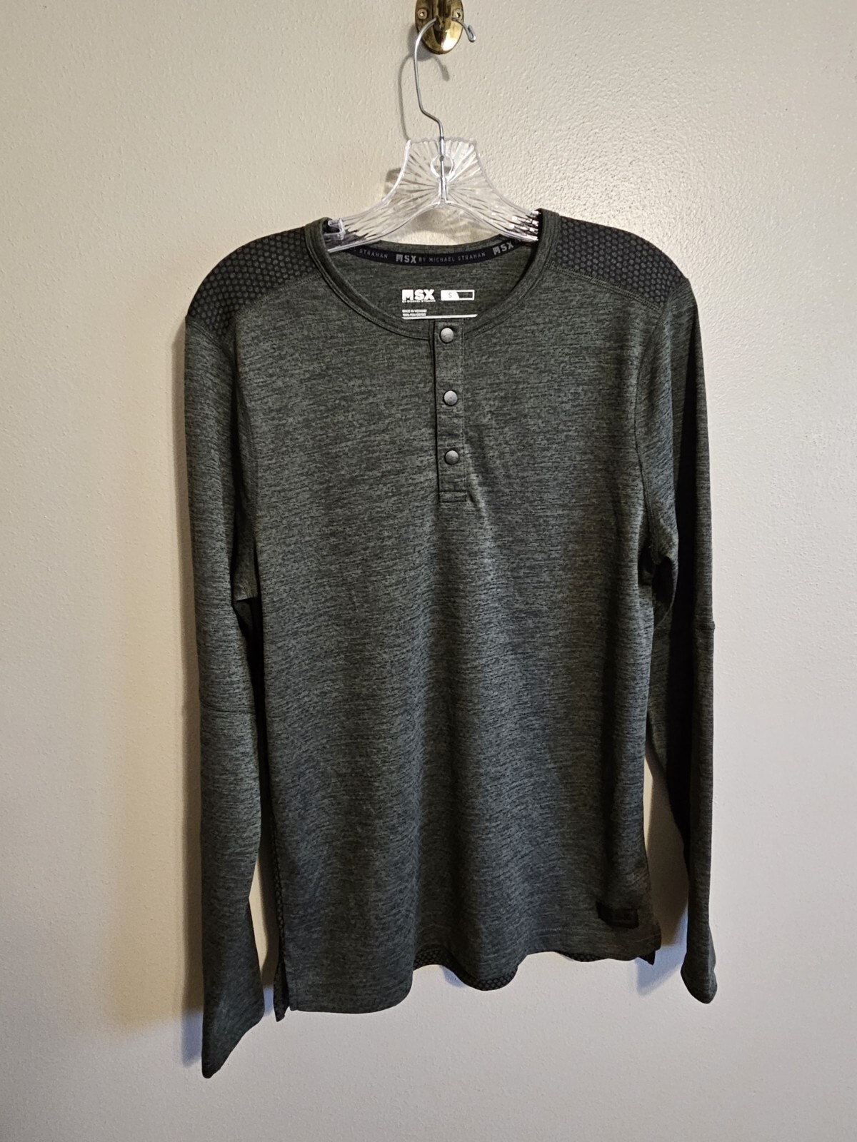 MSX Michael Strahan Mens Long Sleeve Henley Activewear Shirt Size S gallery