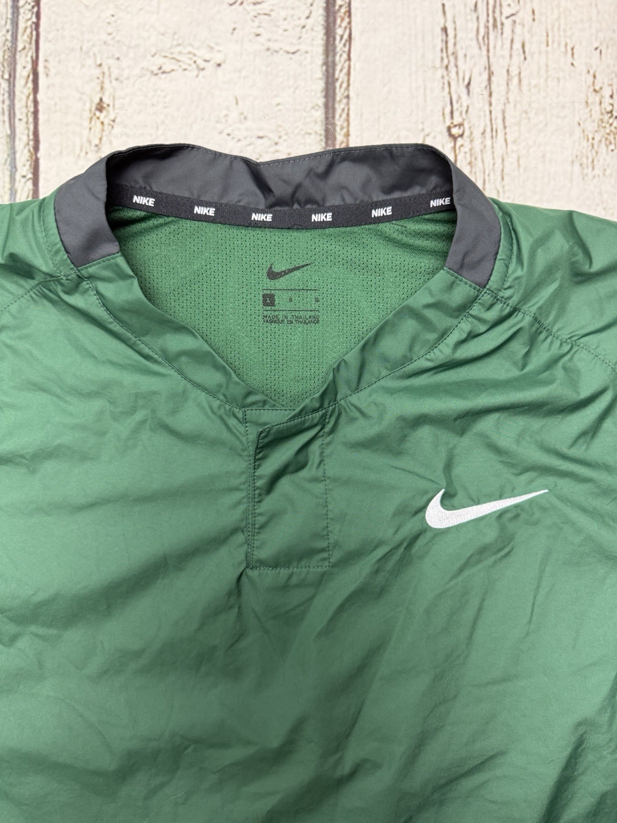 Nike Green/Black 1/4 Button Men's Short Sleeve Pullover Windbreaker - Sz Large gallery