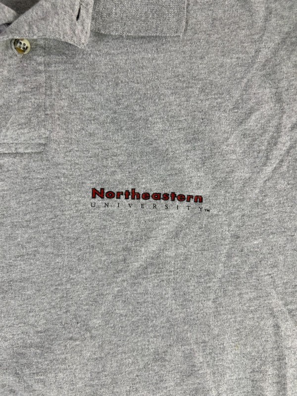 Vintage Champion Polo Shirt XL Gray Northeastern University Embroidered Logo USA gallery
