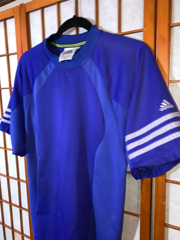 Vintage Adidas Men Large Jersey Shirt Equipment 90s Blue stripes gallery