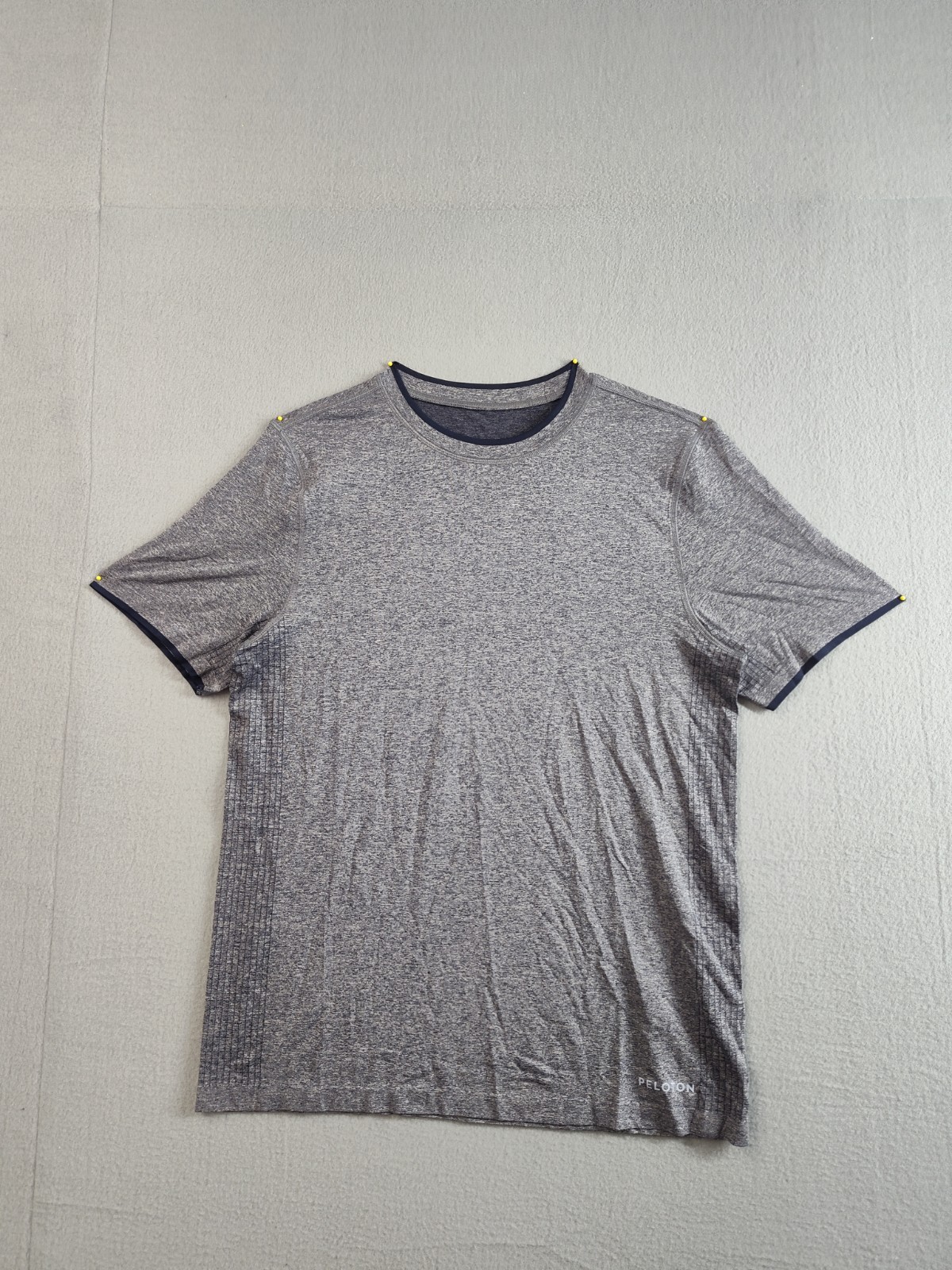 Peloton Men Shirt S Gray Mesh Logo Crew Neck Short Sleeve Seamless Activewear gallery