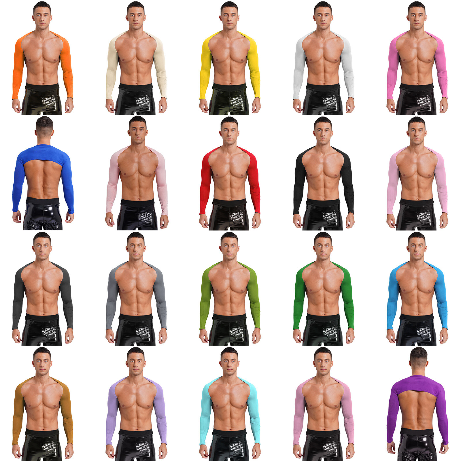 Mens Open Front Crop Top Solid Color Cardigan Gym Sports Bolero Shrug Tops gallery