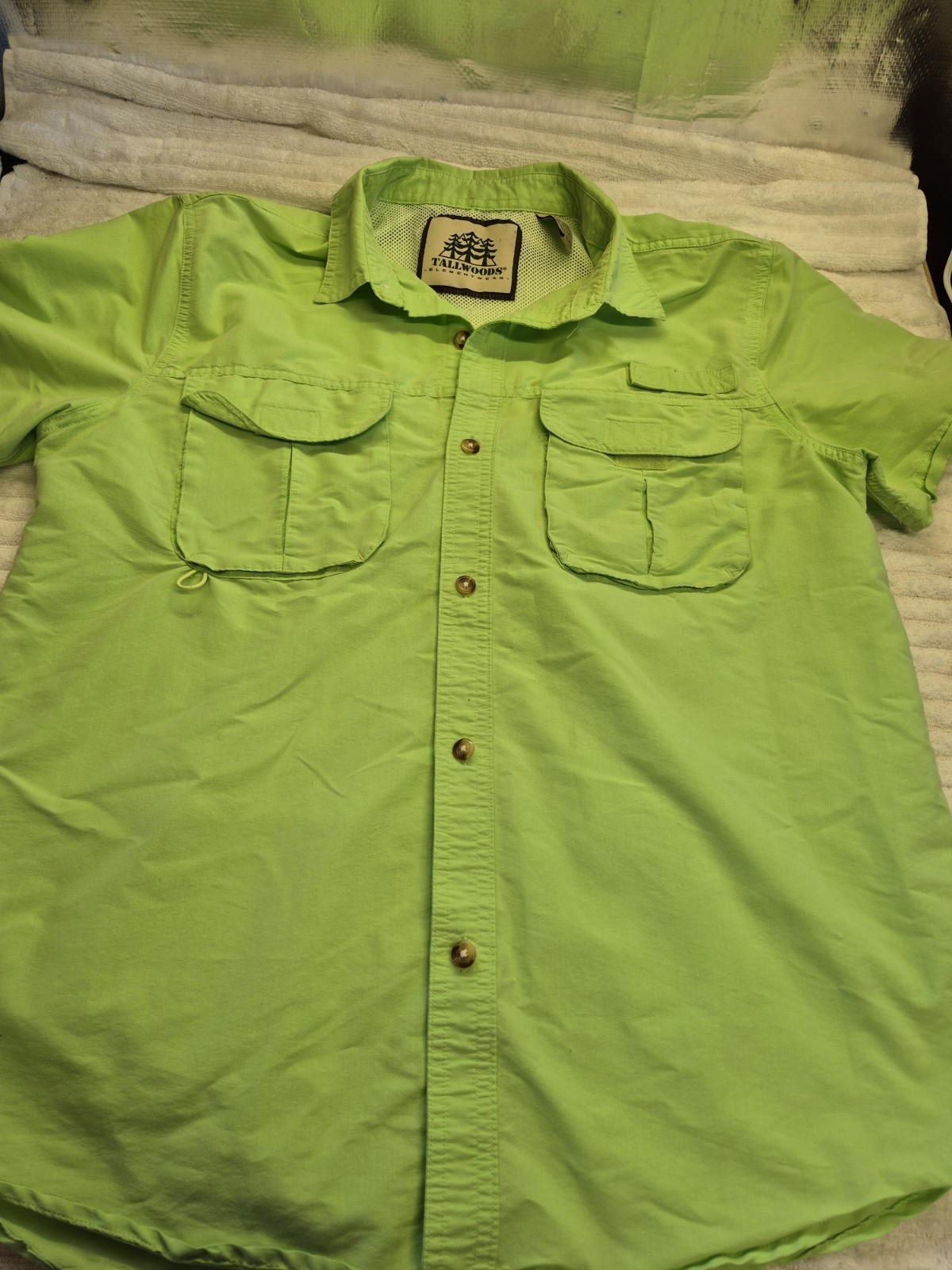 Tallwoods Men's Element Wear L Outdoor Green Button Up Short Sleeve Fishing Vent gallery